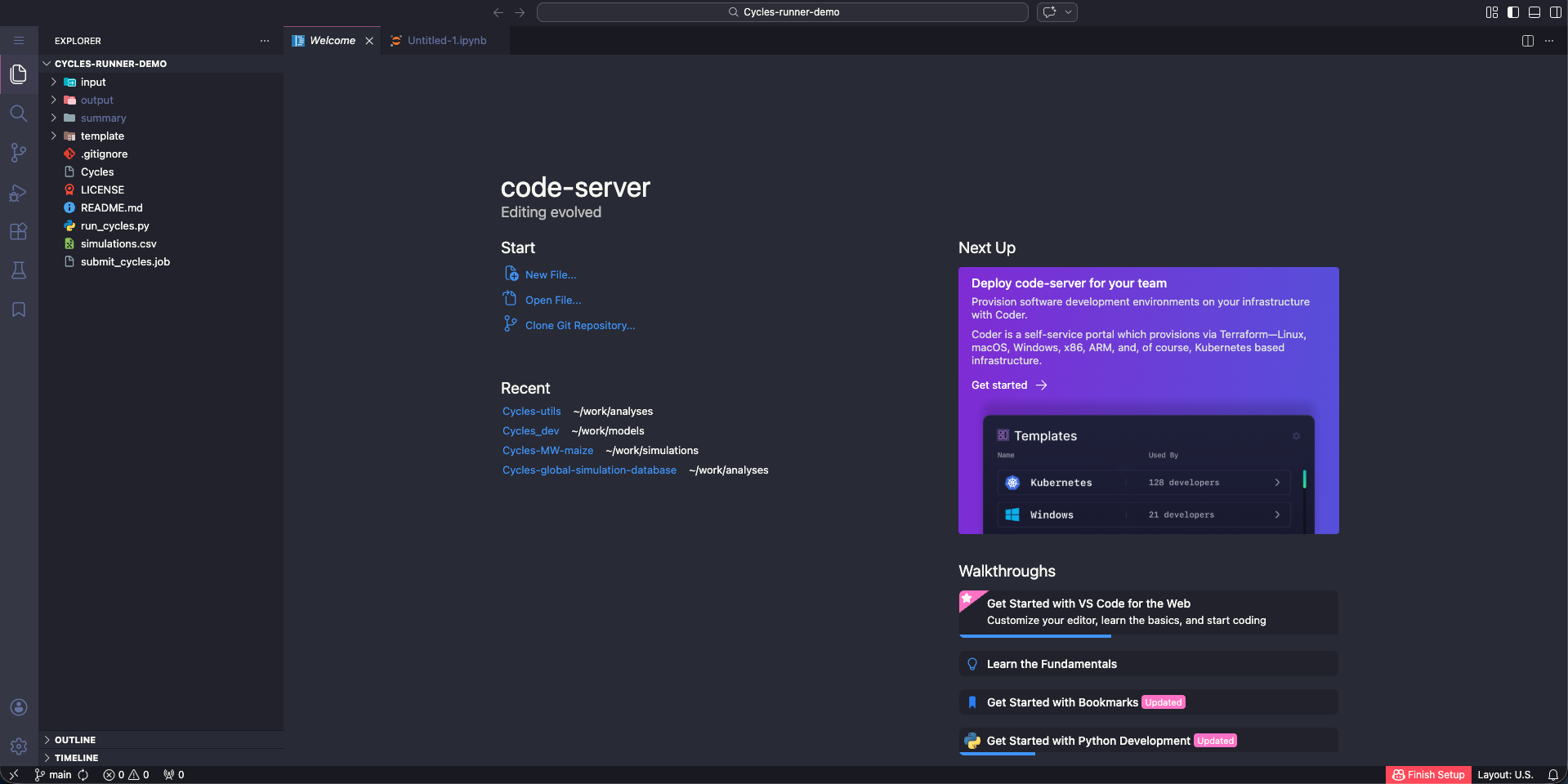 Code server interface